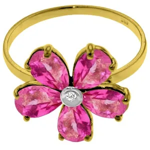 2.22 Carat 14K Solid Yellow Gold Walk That Way Pink Topaz Diamond Ring