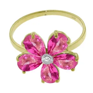 2.22 Carat 14K Solid Yellow Gold Walk That Way Pink Topaz Diamond Ring