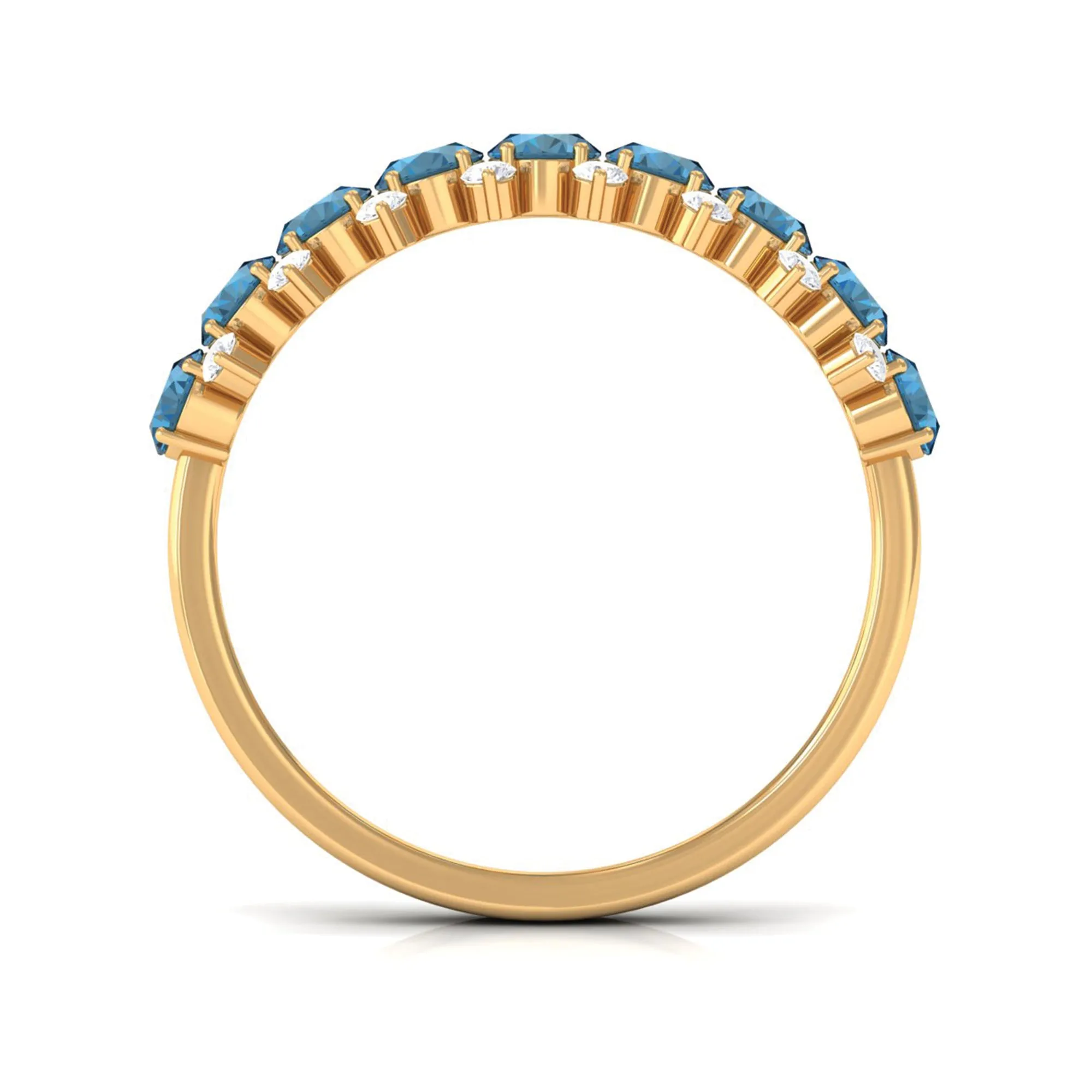 2.50 CT Oval Cut London Blue Topaz and Diamond Half Eternity Ring