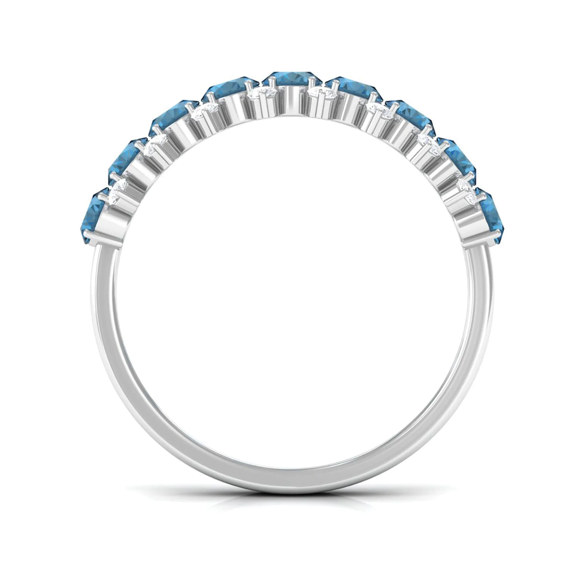 2.50 CT Oval Cut London Blue Topaz and Diamond Half Eternity Ring