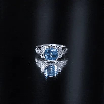 2.75 CT Vintage Style Cushion London Blue Topaz Solitaire Ring in Bezel Setting