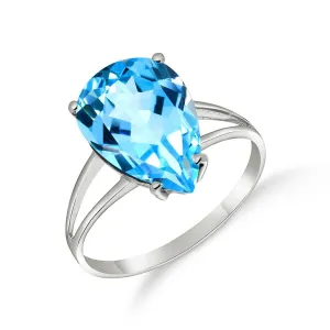 5 Carat 14K Solid White Gold Fire Buried In Snow Blue Topaz Ring