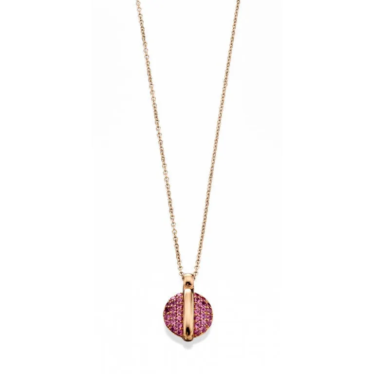 9ct Rose Gold Rhodolite Garnet Pendant And Chain GN252