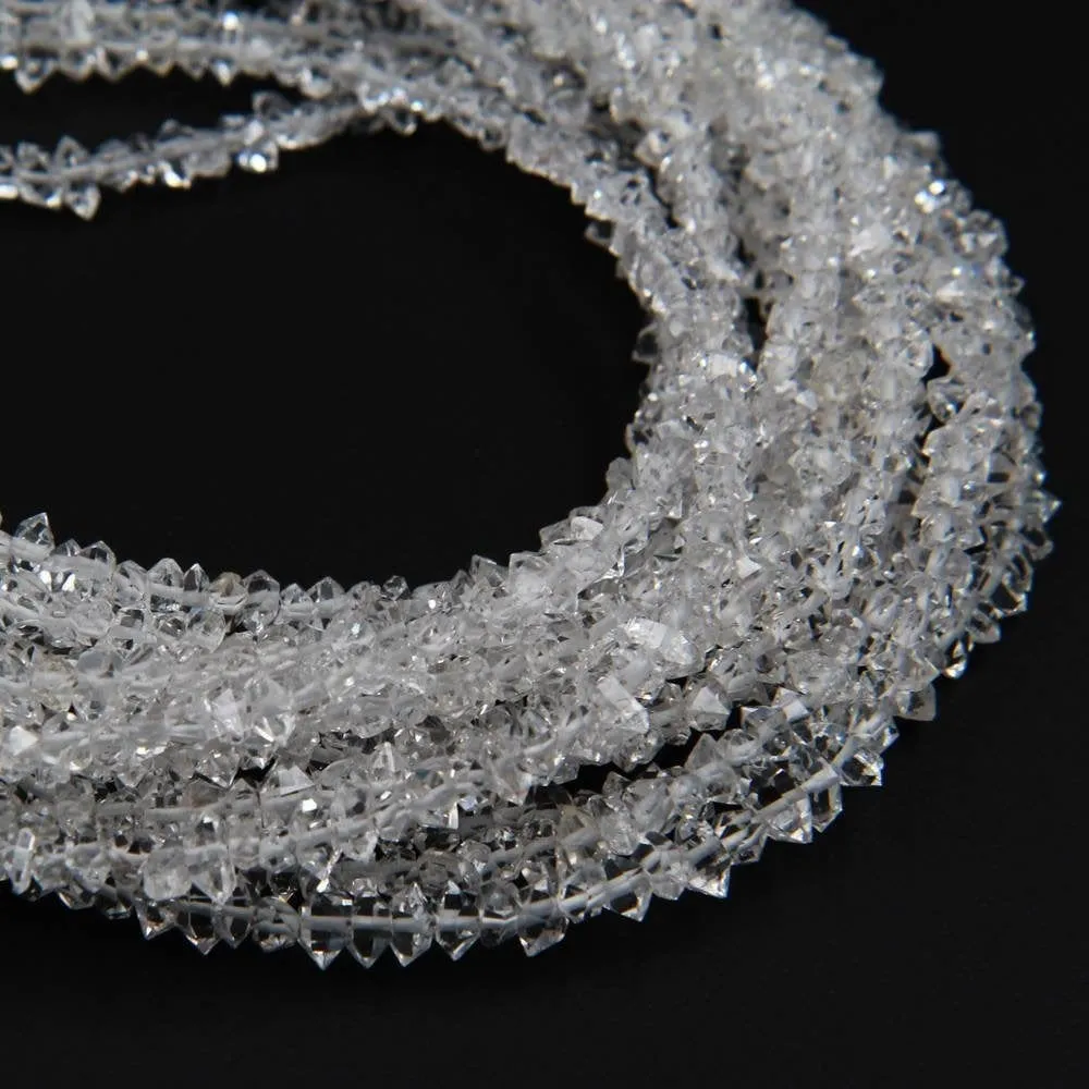 AAA Grade Super Clear Natural Herkimer Diamond Quartz Beads 4mm 6mm 8mm 10mm 12mm Double Pointed Quartz 16" Strand