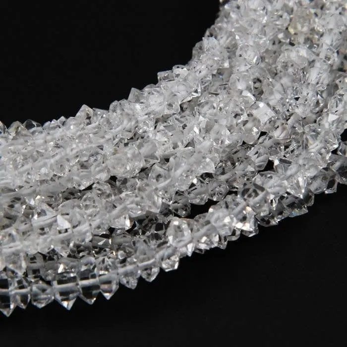 AAA Grade Super Clear Natural Herkimer Diamond Quartz Beads 4mm 6mm 8mm 10mm 12mm Double Pointed Quartz 16" Strand