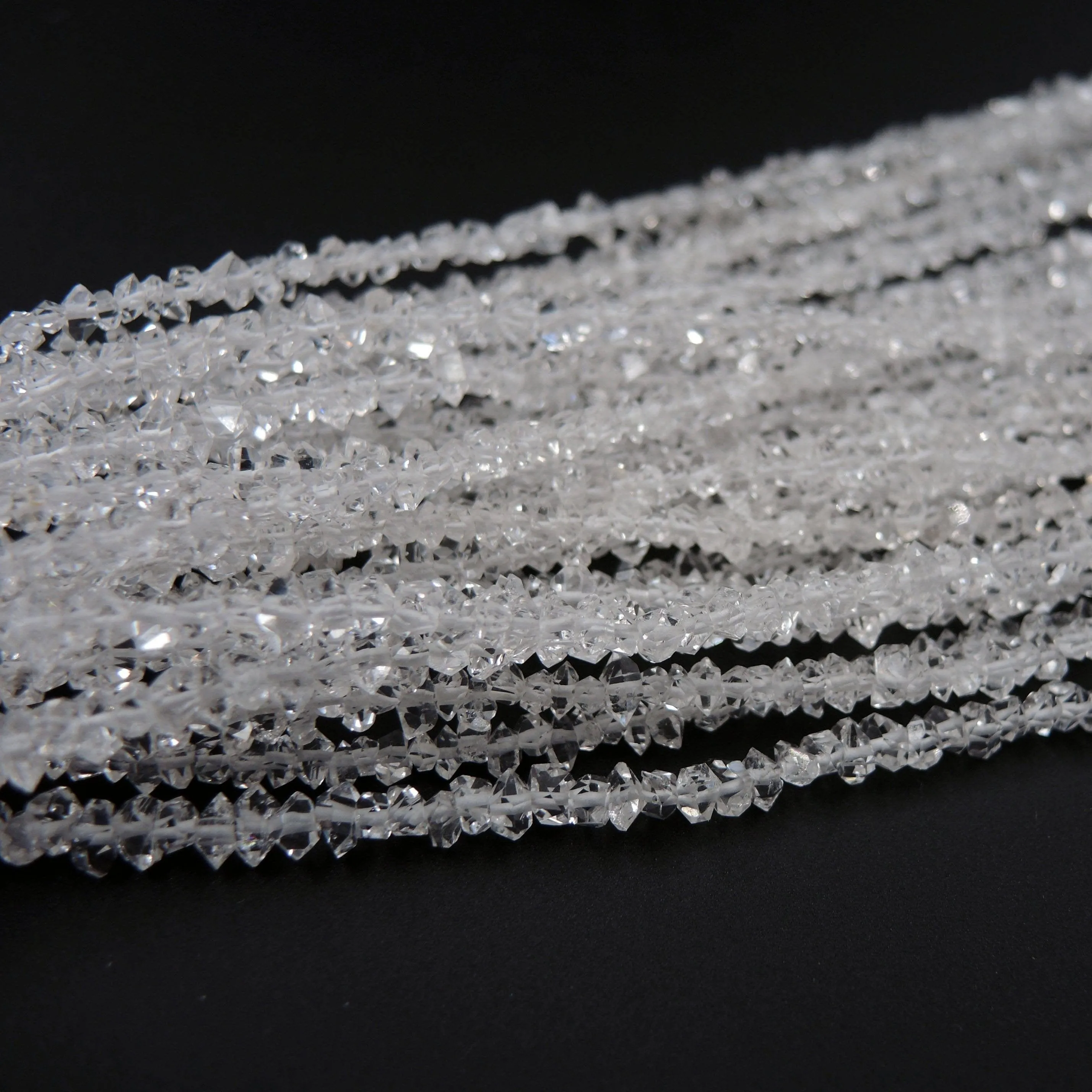 AAA Grade Super Clear Natural Herkimer Diamond Quartz Beads 4mm 6mm 8mm 10mm 12mm Double Pointed Quartz 16" Strand
