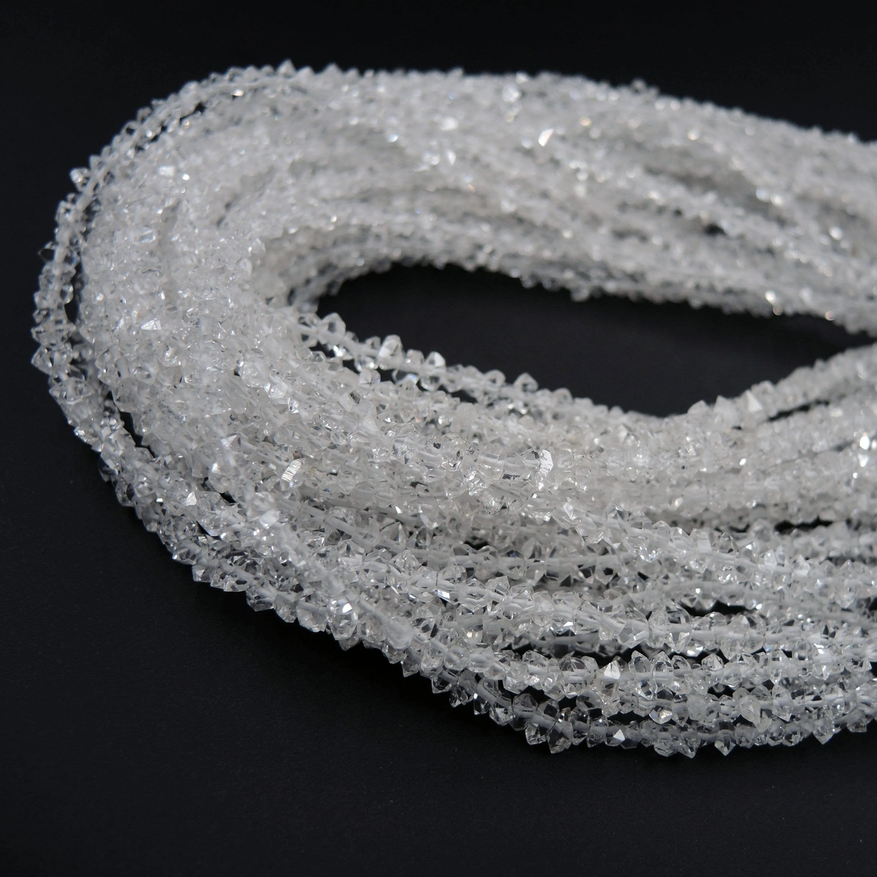 AAA Grade Super Clear Natural Herkimer Diamond Quartz Beads 4mm 6mm 8mm 10mm 12mm Double Pointed Quartz 16" Strand