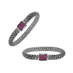 AB-1121-RB Sterling Silver Bracelet With Ruby Q.