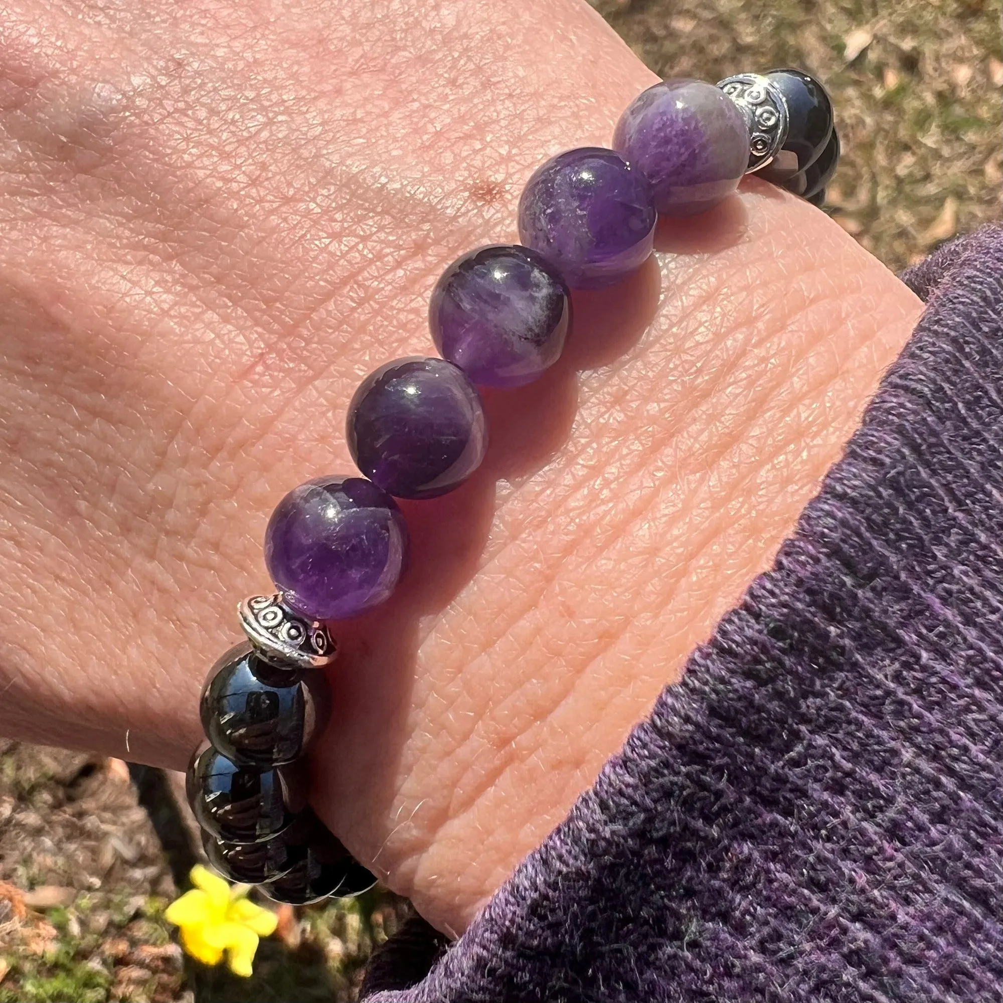 Adults | Amethyst   High Power Magnetic Hematite Bracelet