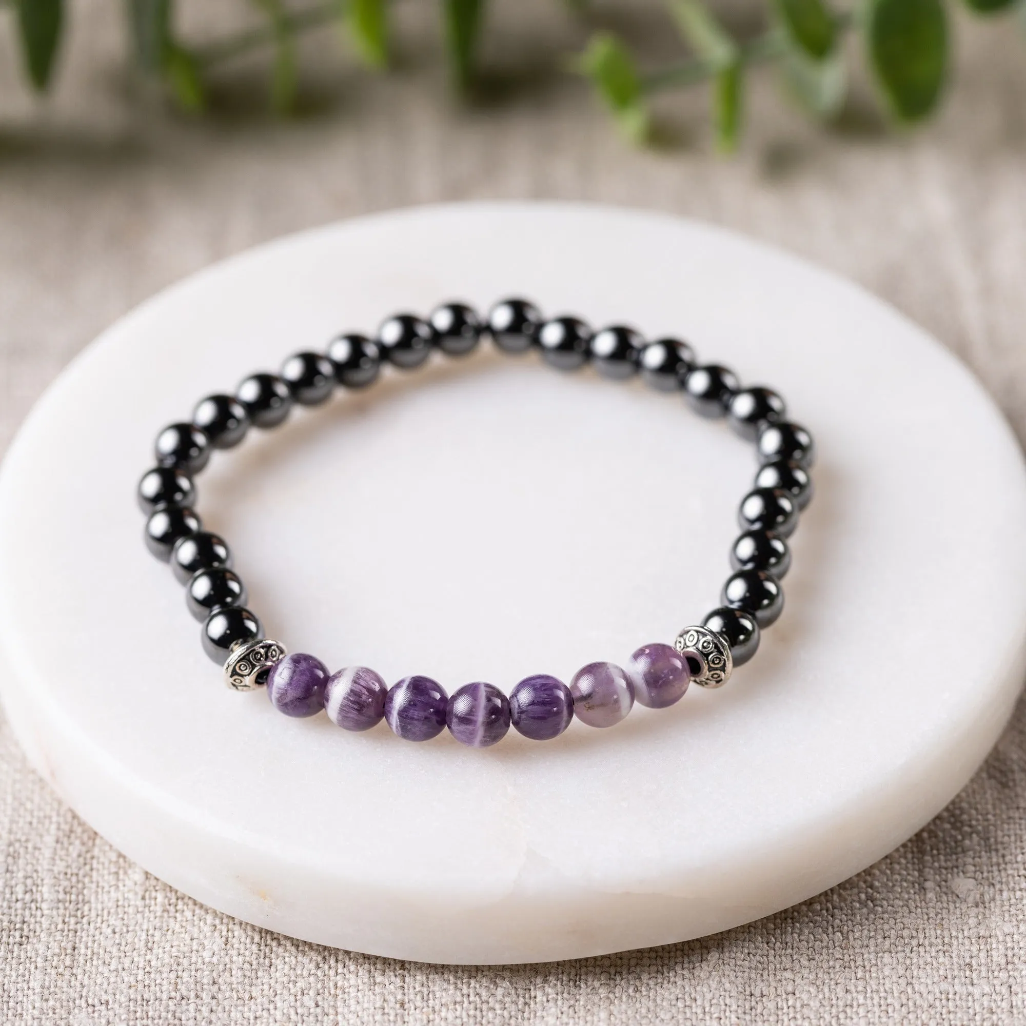 Adults | Amethyst   High Power Magnetic Hematite Bracelet