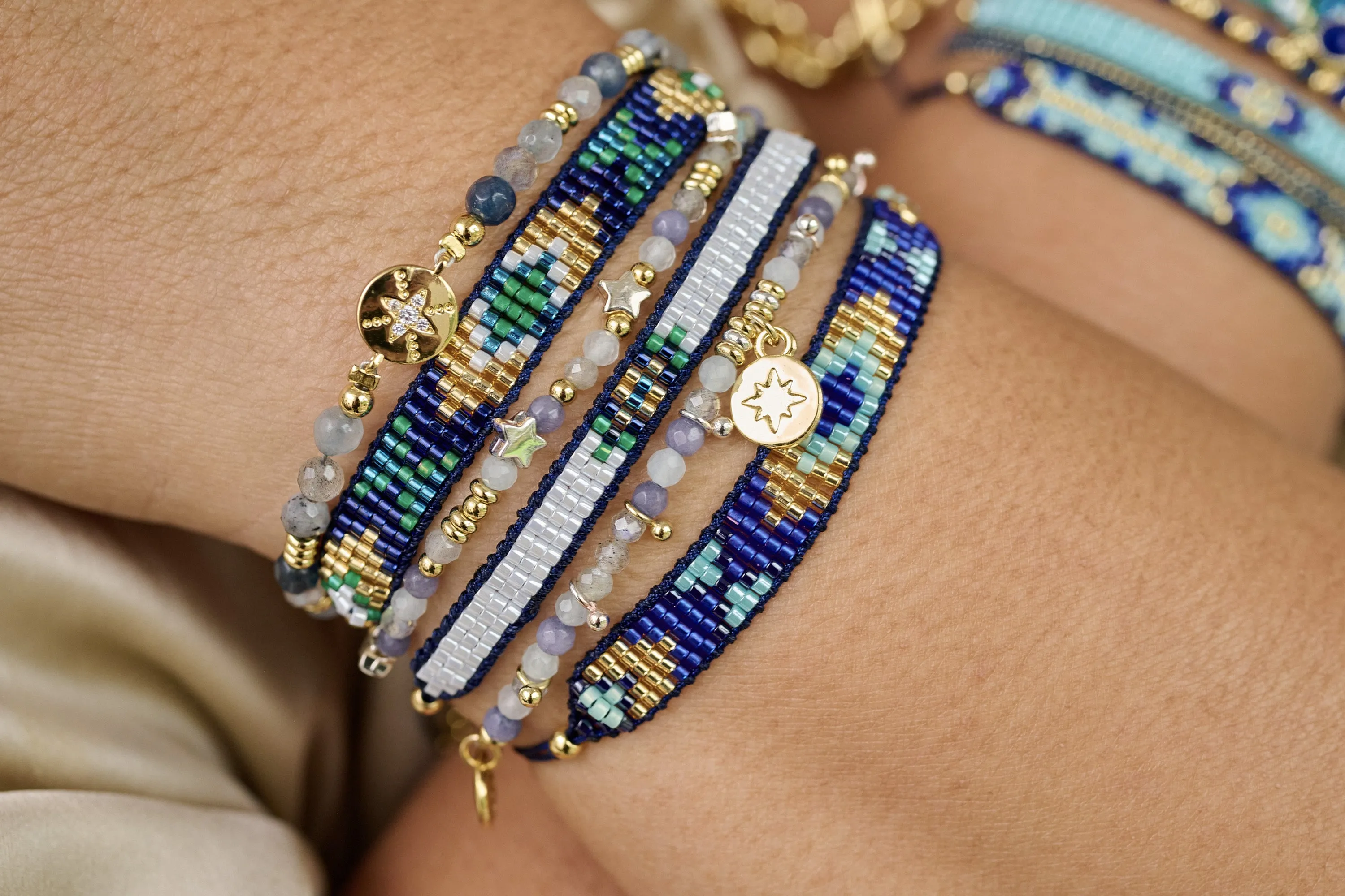 Alcor Gold Stretch Gemstone Bracelet