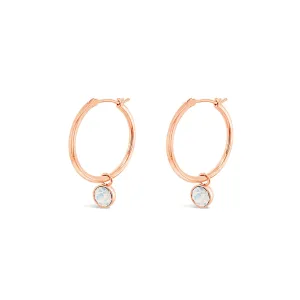 Alla White Opal Rose Gold Hoop Earrings