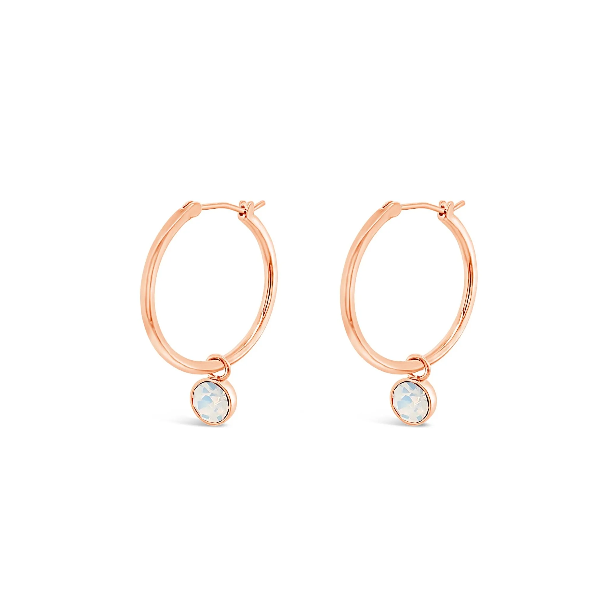 Alla White Opal Rose Gold Hoop Earrings