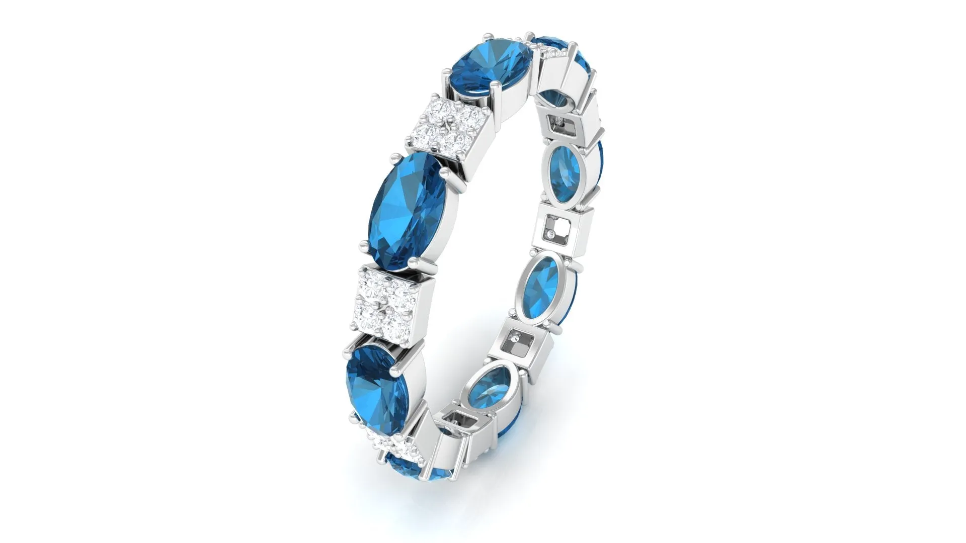 Alternate London Blue Topaz and Diamond Eternity Ring