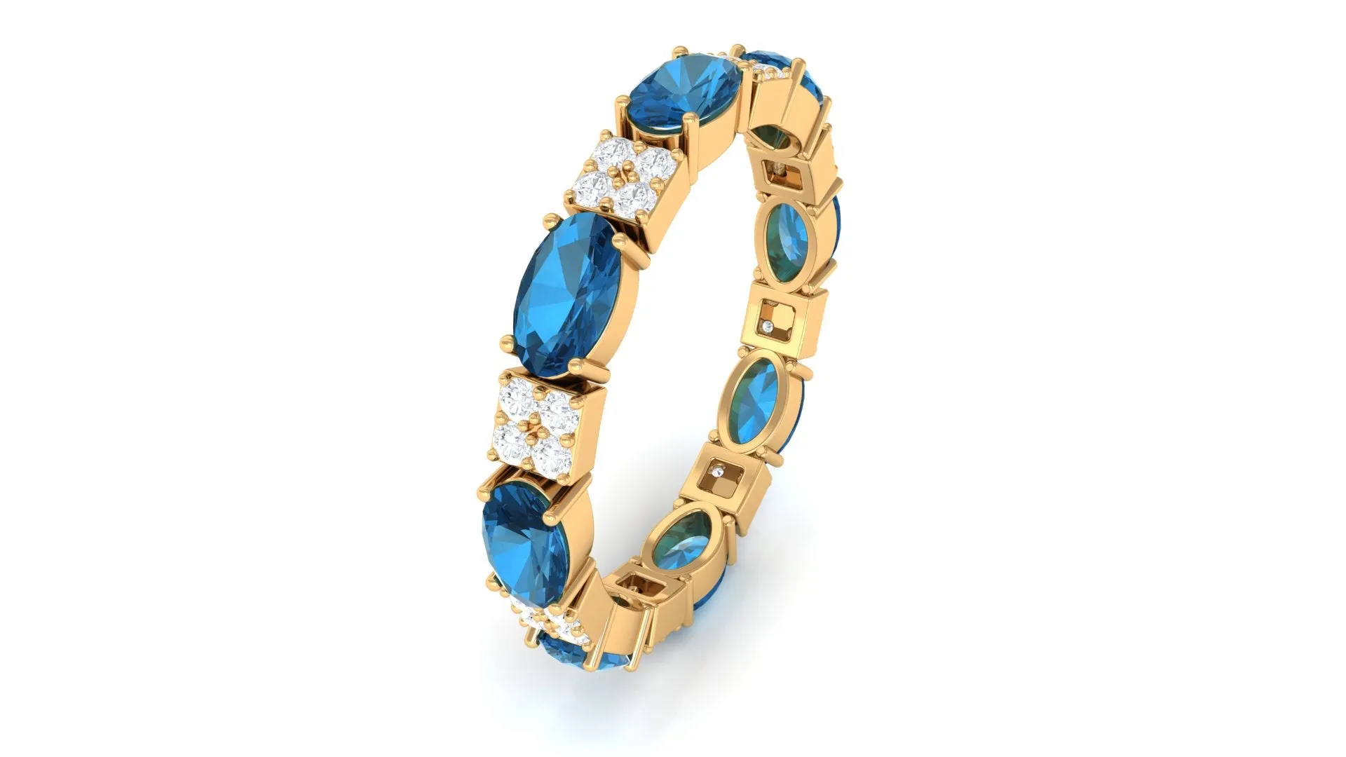 Alternate London Blue Topaz and Diamond Eternity Ring