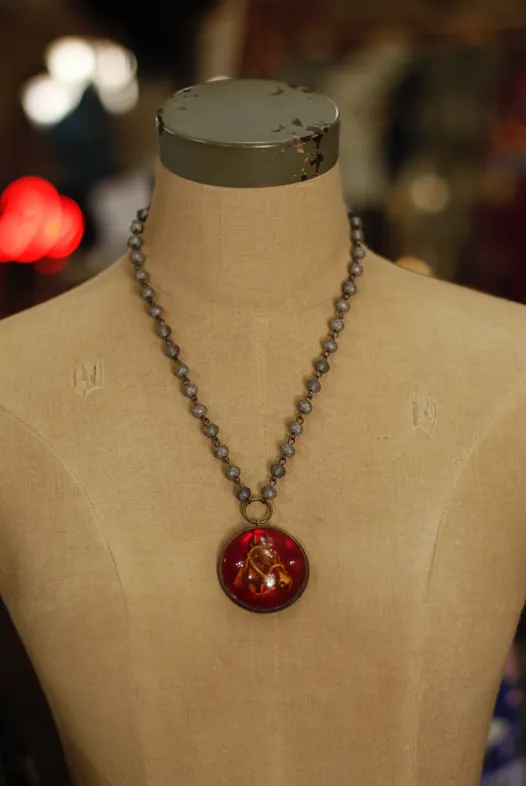 Antique Horse Bridle Rosette Necklace