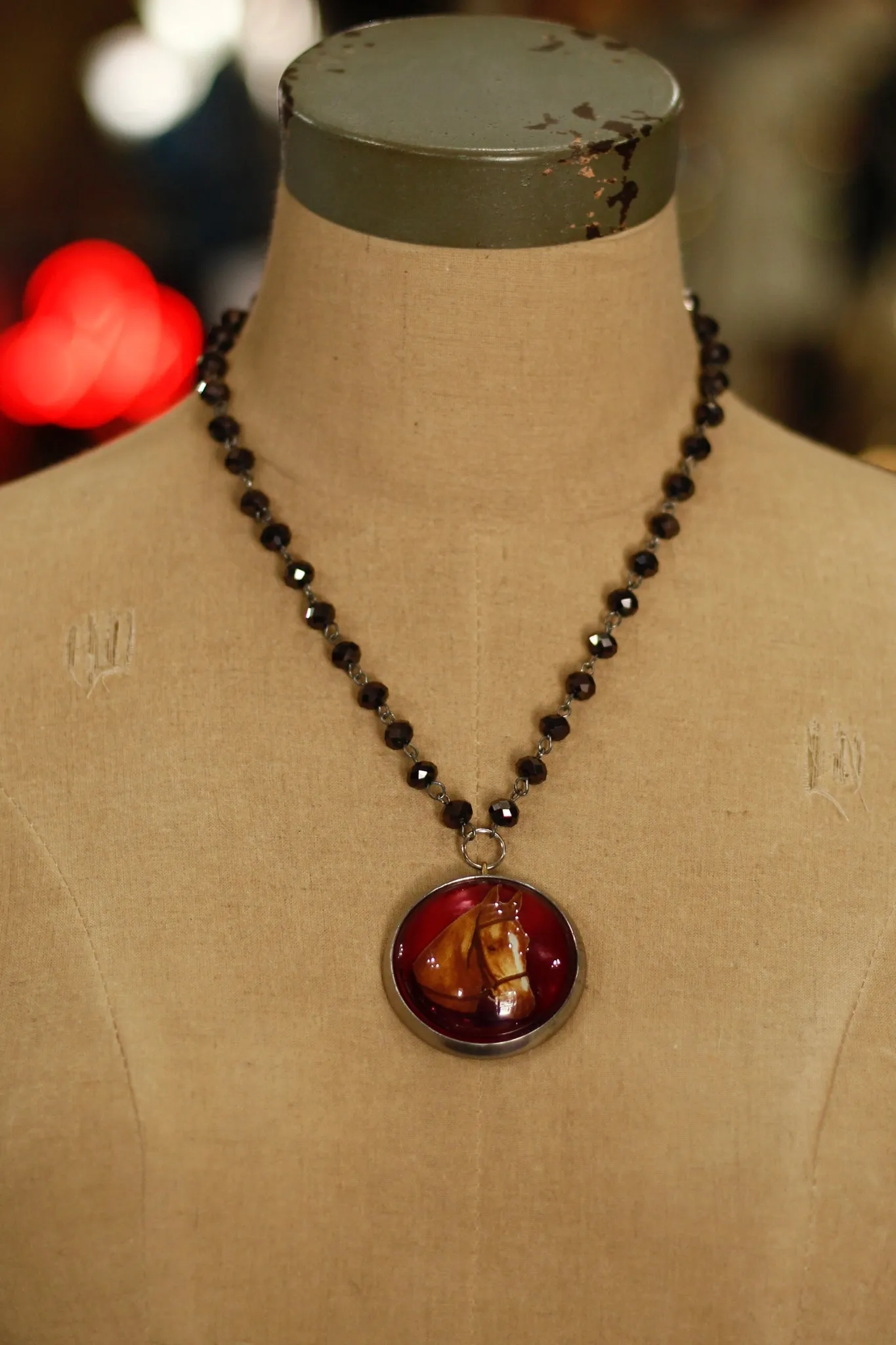Antique Horse Bridle Rosette Necklace