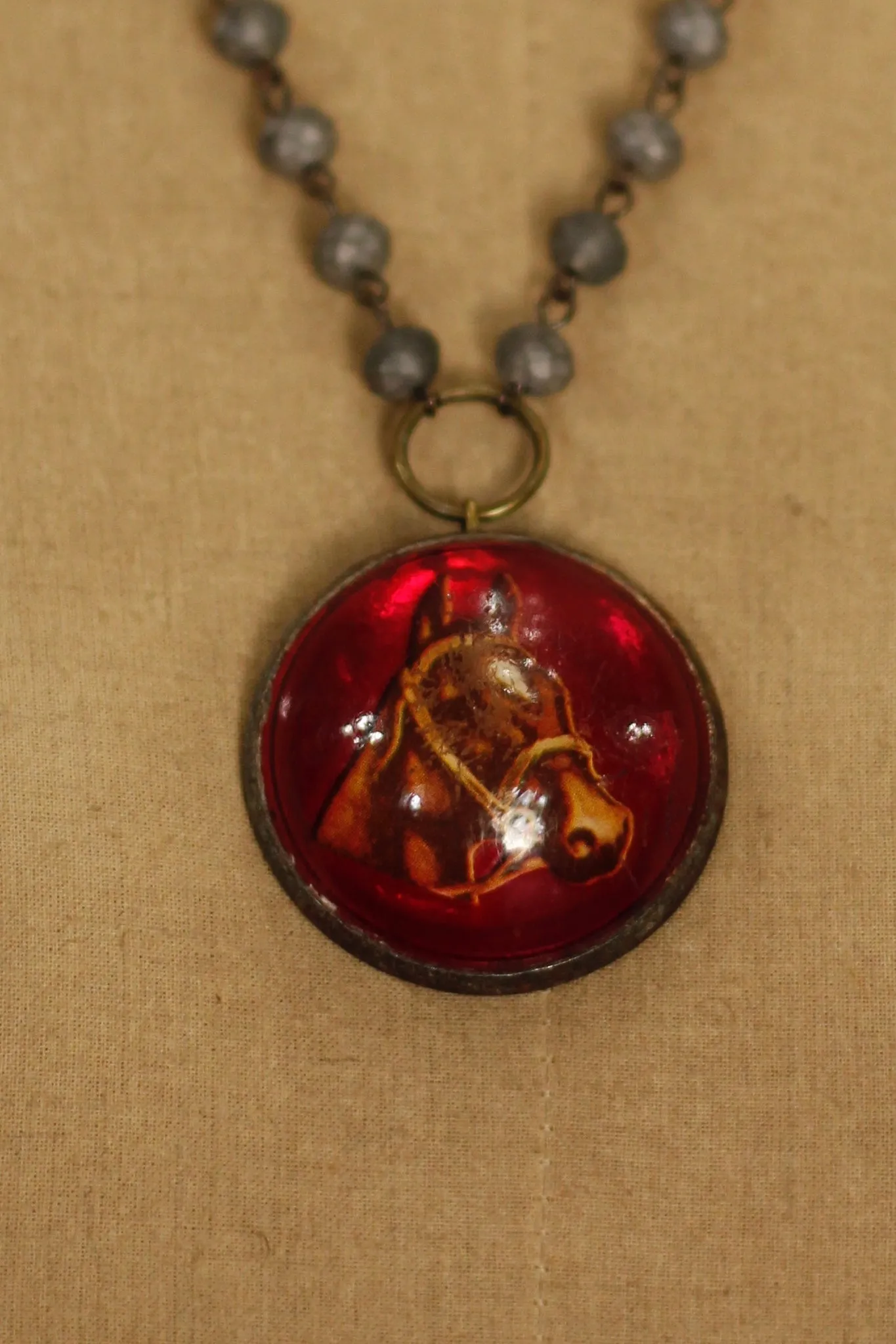 Antique Horse Bridle Rosette Necklace