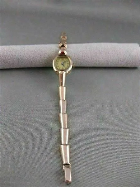 ANTIQUE MOON OLD MINE RUBY 14K PINK ROSE GOLD HELBROS WATCH #20592