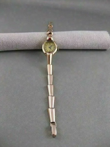 ANTIQUE MOON OLD MINE RUBY 14K PINK ROSE GOLD HELBROS WATCH #20592