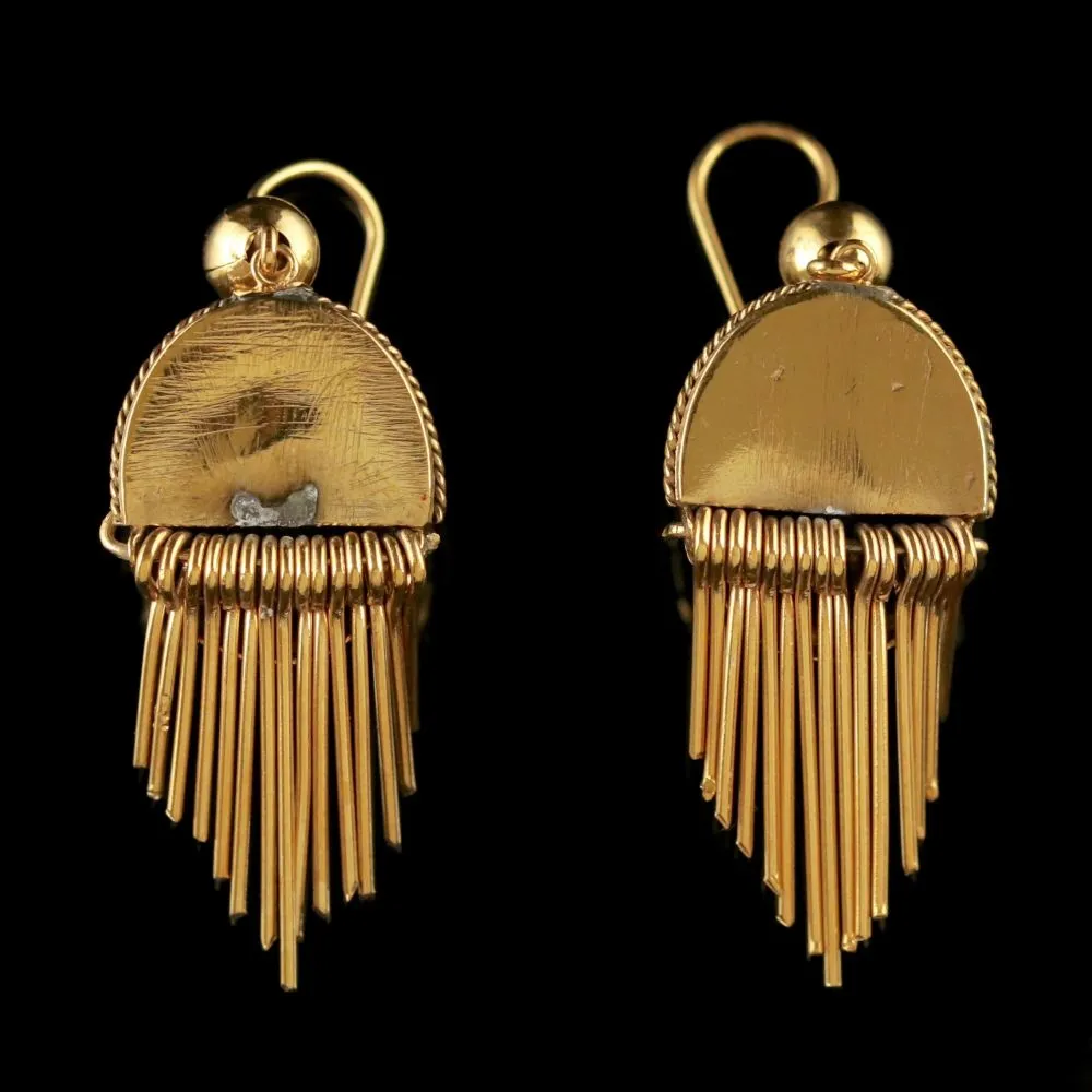 Antique Victorian Garnet Drop Earrings 18Ct Gold Silver Circa 1900