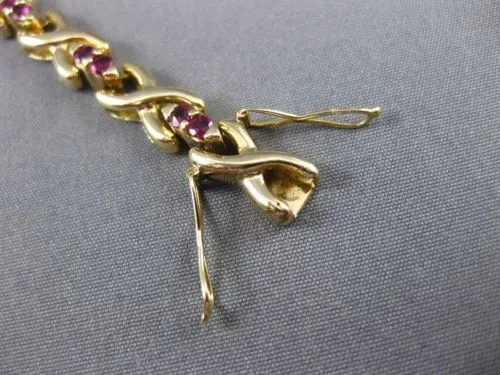 ANTIQUE WIDE 1.30 AAA RUBY 14K YELLOW GOLD 3D CLASSIC " X " LOVE BRACELET #22665