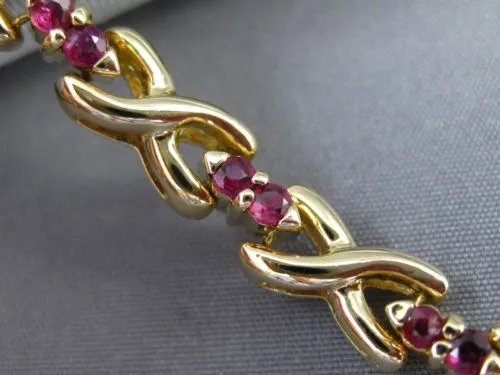 ANTIQUE WIDE 1.30 AAA RUBY 14K YELLOW GOLD 3D CLASSIC " X " LOVE BRACELET #22665