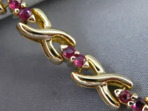 ANTIQUE WIDE 1.30 AAA RUBY 14K YELLOW GOLD 3D CLASSIC " X " LOVE BRACELET #22665