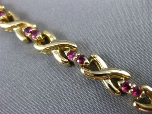 ANTIQUE WIDE 1.30 AAA RUBY 14K YELLOW GOLD 3D CLASSIC " X " LOVE BRACELET #22665