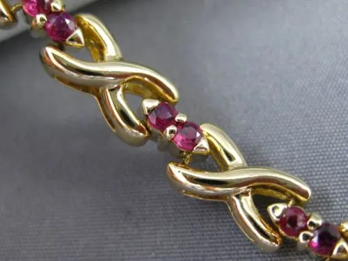 ANTIQUE WIDE 1.30 AAA RUBY 14K YELLOW GOLD 3D CLASSIC " X " LOVE BRACELET #22665