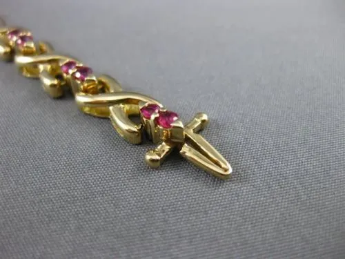 ANTIQUE WIDE 1.30 AAA RUBY 14K YELLOW GOLD 3D CLASSIC " X " LOVE BRACELET #22665