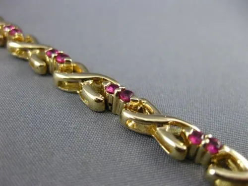 ANTIQUE WIDE 1.30 AAA RUBY 14K YELLOW GOLD 3D CLASSIC " X " LOVE BRACELET #22665