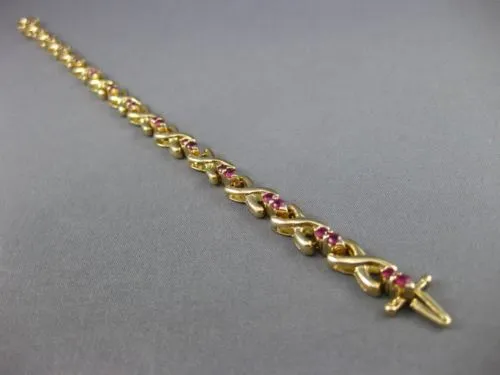 ANTIQUE WIDE 1.30 AAA RUBY 14K YELLOW GOLD 3D CLASSIC " X " LOVE BRACELET #22665