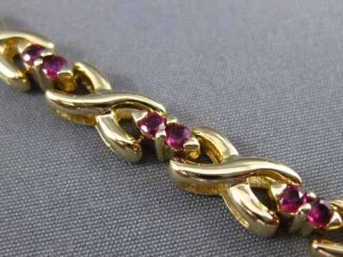 ANTIQUE WIDE 1.30 AAA RUBY 14K YELLOW GOLD 3D CLASSIC " X " LOVE BRACELET #22665
