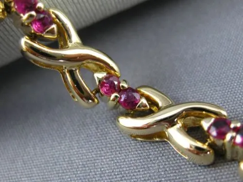 ANTIQUE WIDE 1.30 AAA RUBY 14K YELLOW GOLD 3D CLASSIC " X " LOVE BRACELET #22665