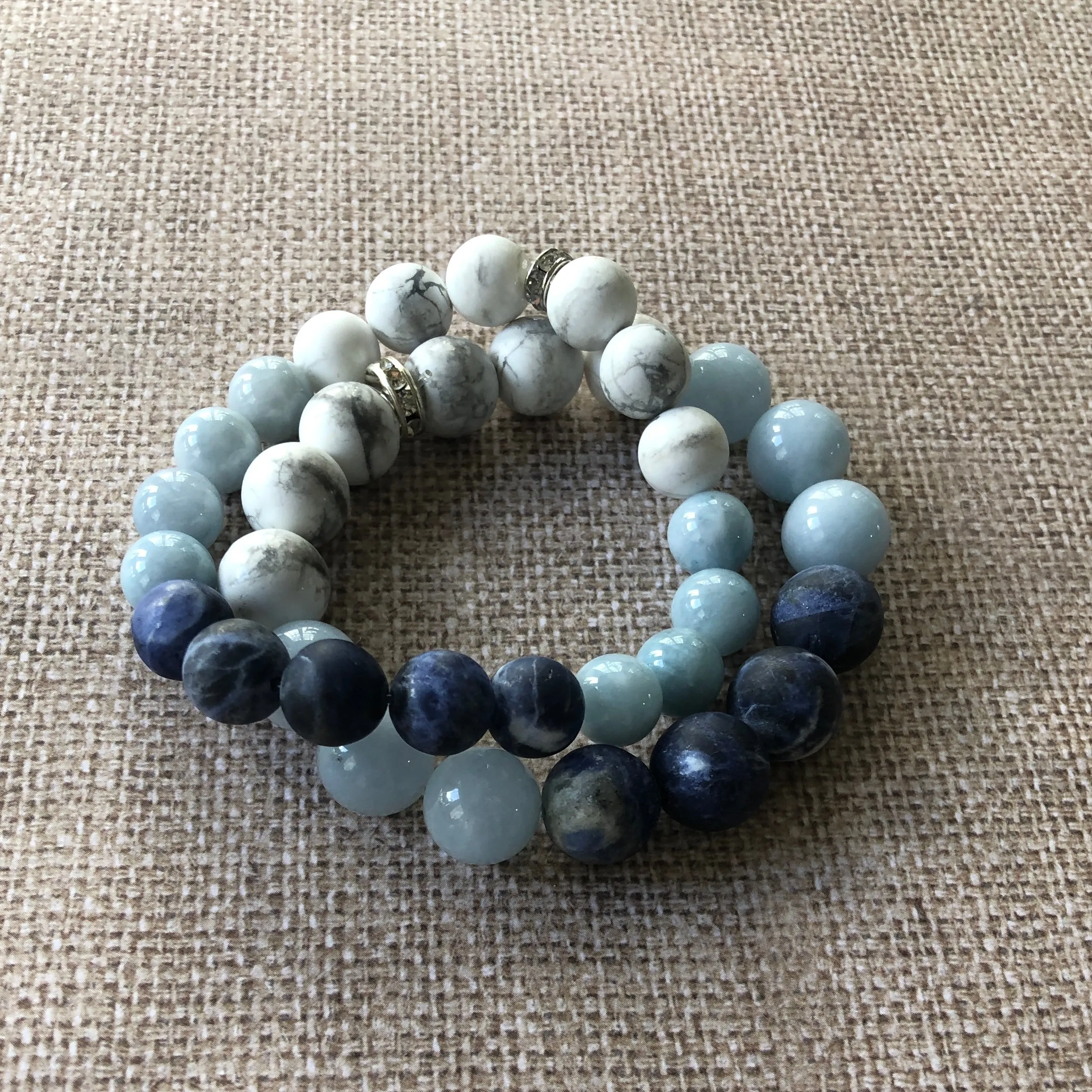 Aquamarine, Howlite & Sodalite Ombre Bracelet