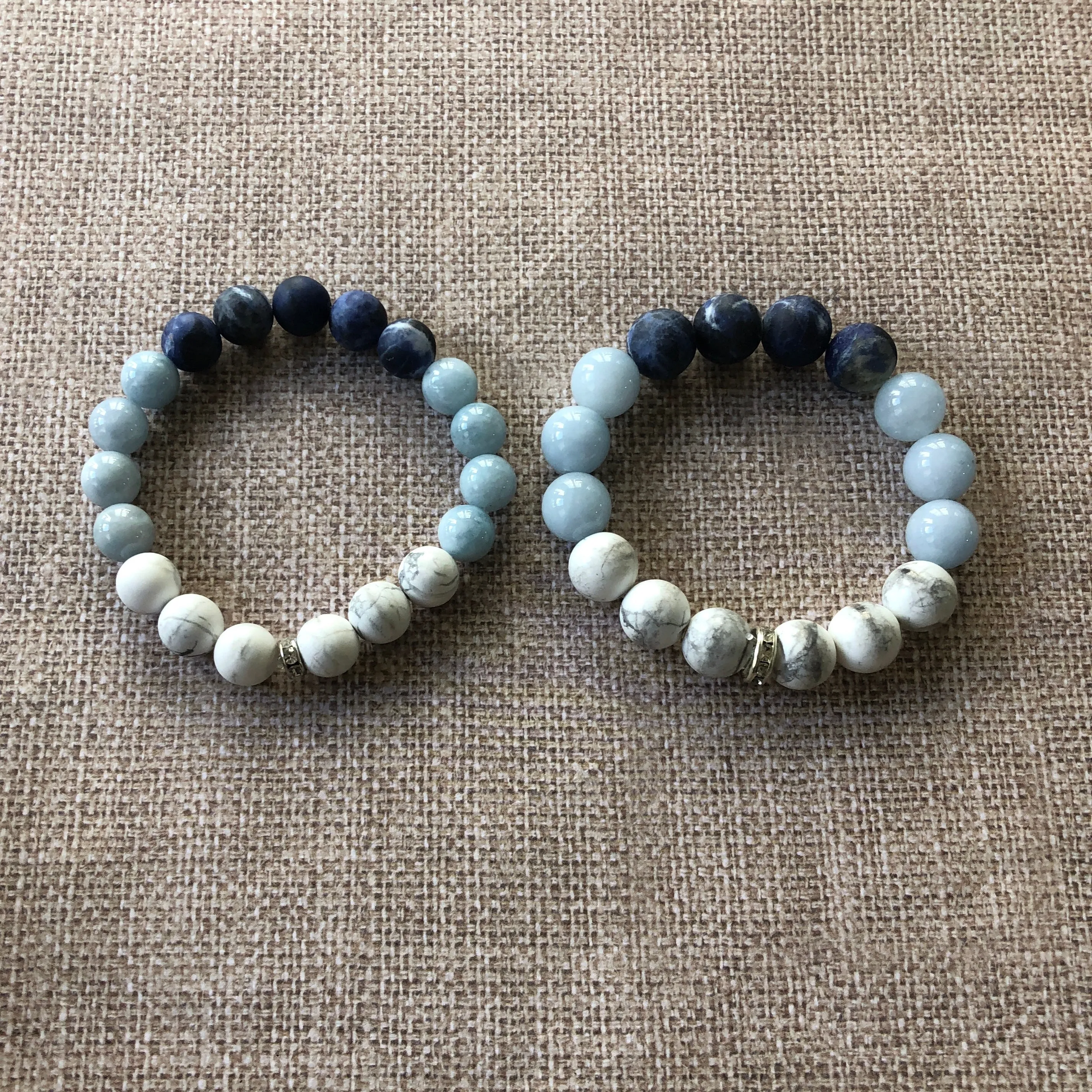 Aquamarine, Howlite & Sodalite Ombre Bracelet