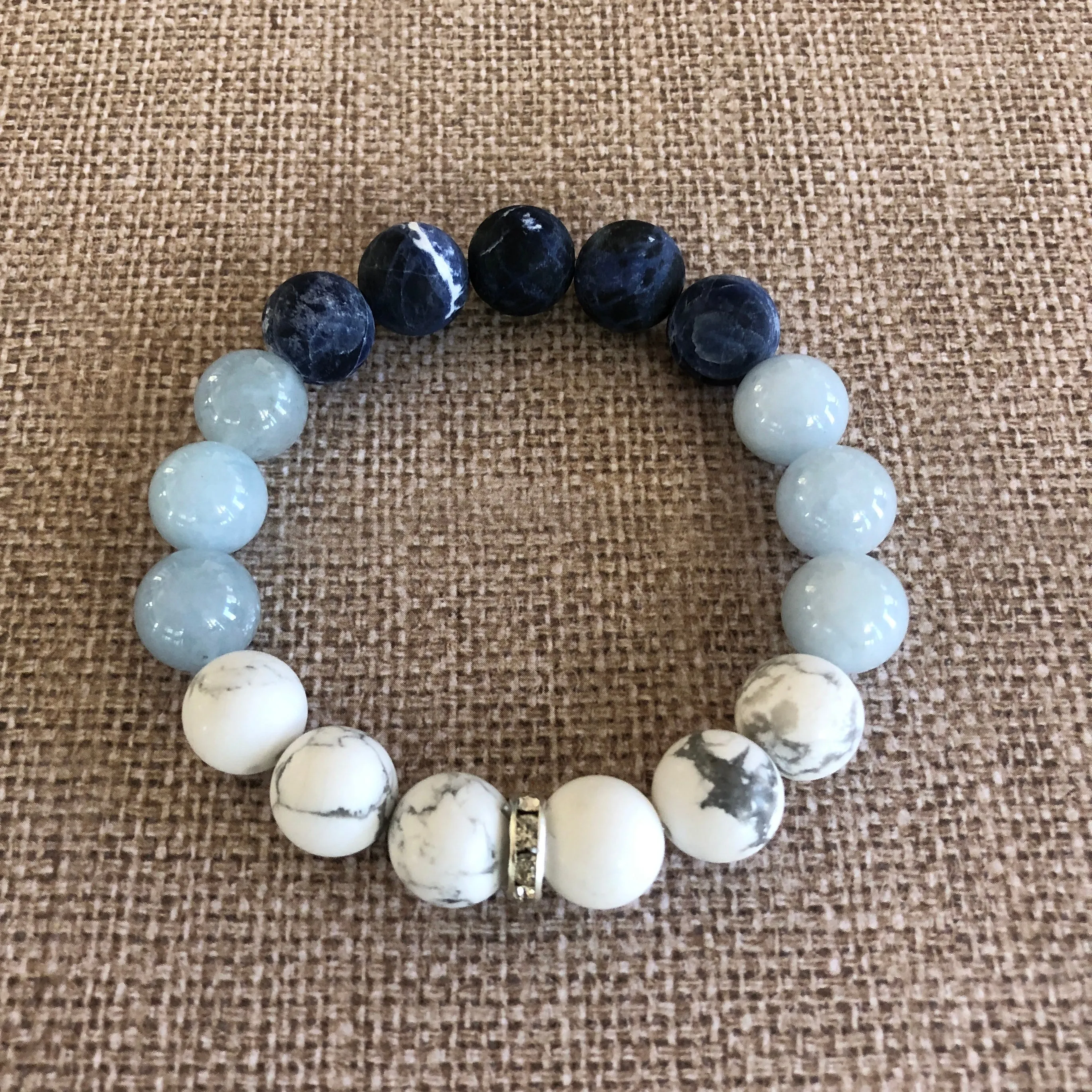 Aquamarine, Howlite & Sodalite Ombre Bracelet