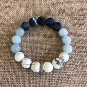 Aquamarine, Howlite & Sodalite Ombre Bracelet