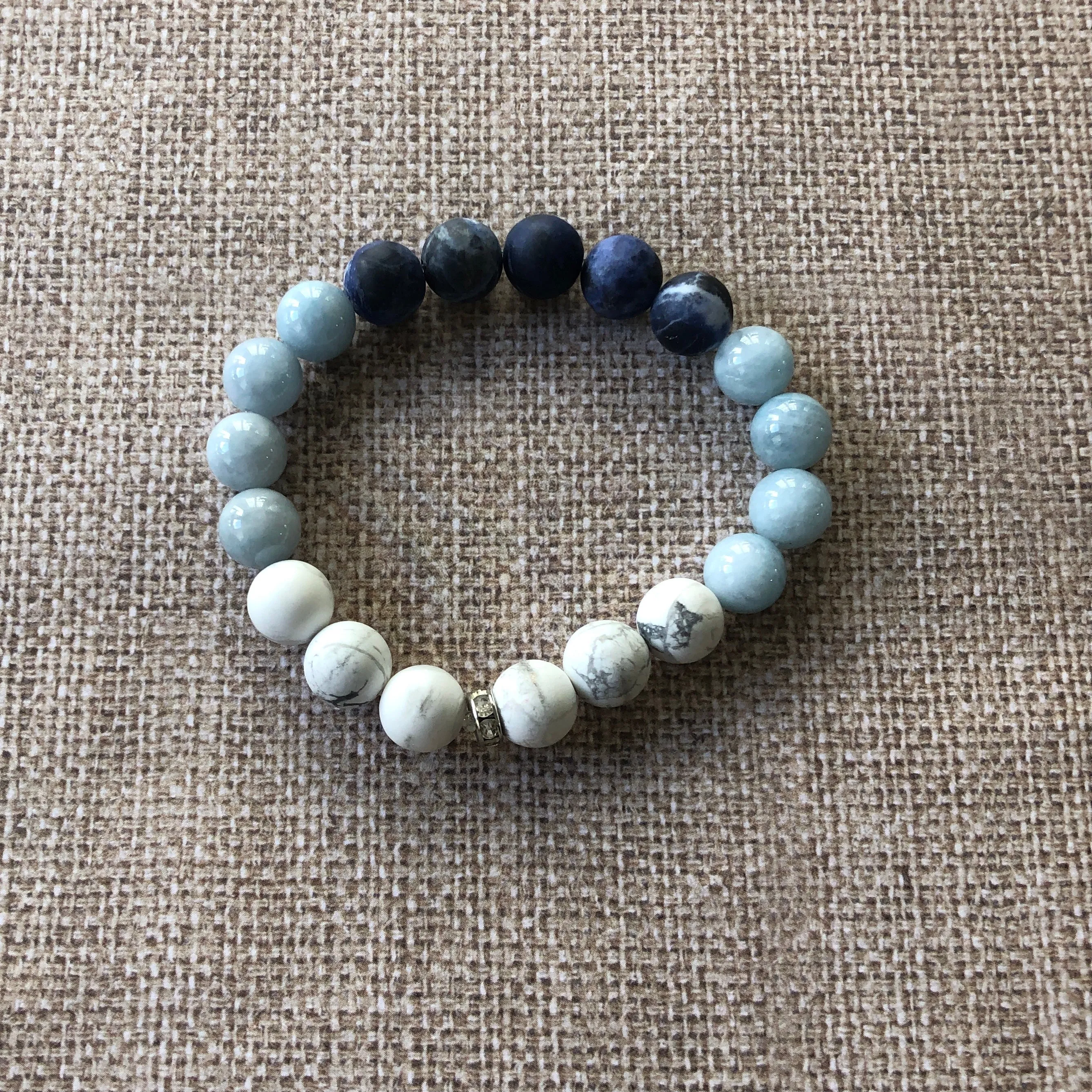 Aquamarine, Howlite & Sodalite Ombre Bracelet
