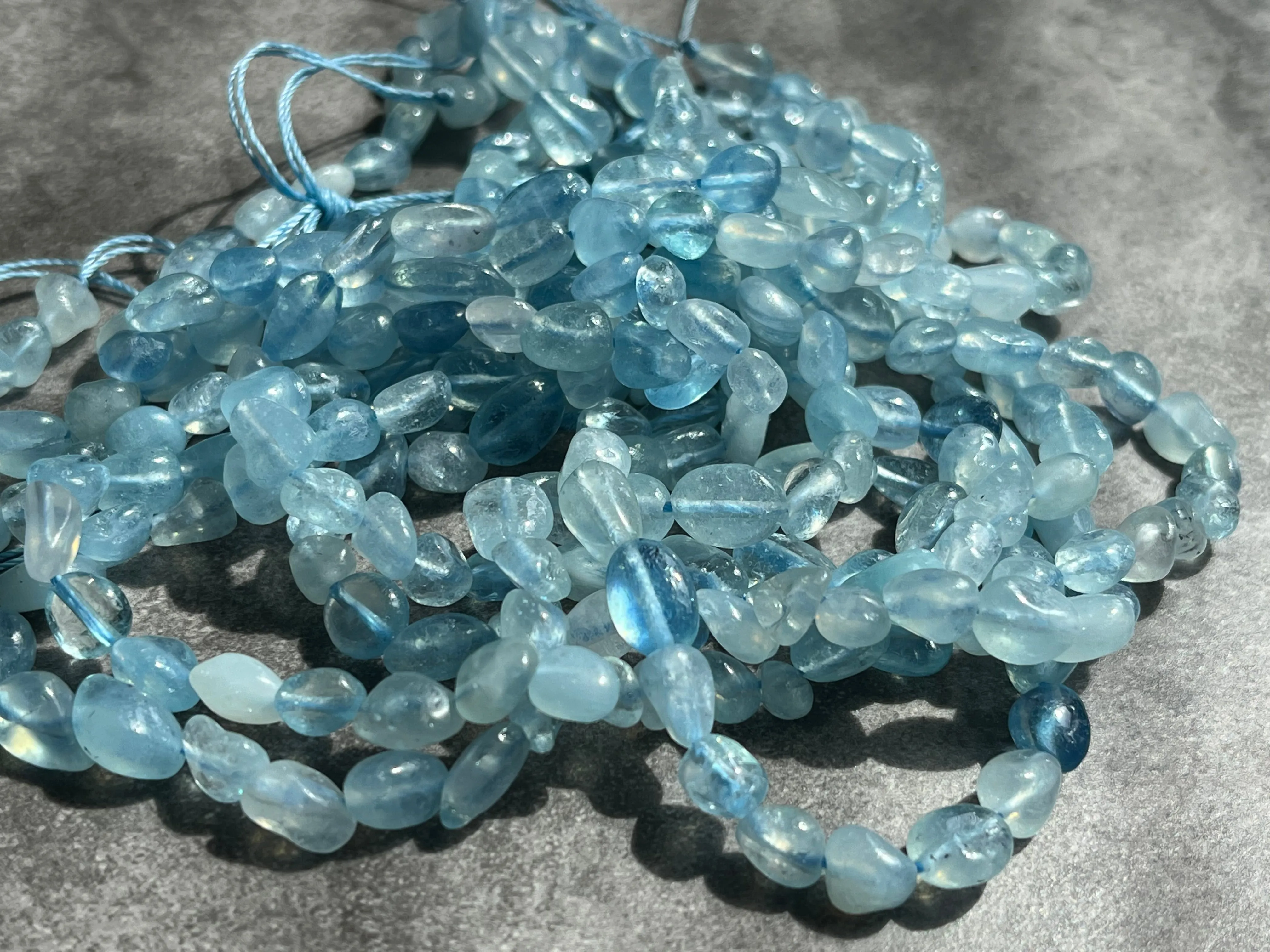 Aquamarine | Nugget Beads | 6-8mm | A Grade