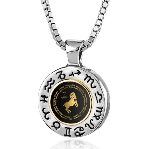 Aries Gift for Women or Men | Silver Zodiac Sign Necklace
