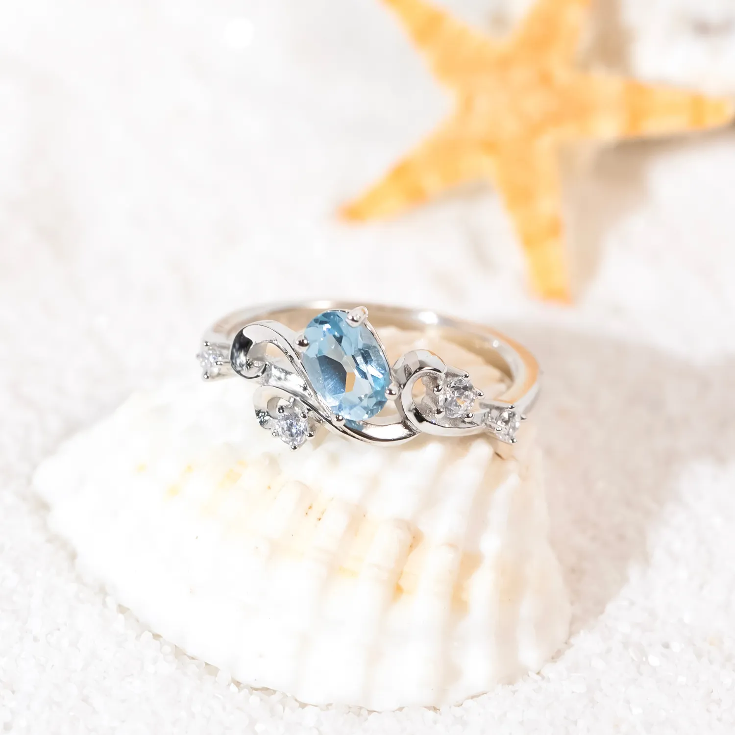 Azure Tide Blue Topaz Ring