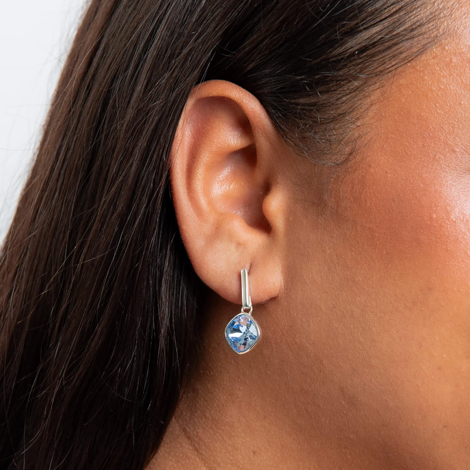 Beginnings Sterling Silver Light Sapphire Crystal Blue Earrings E6478T