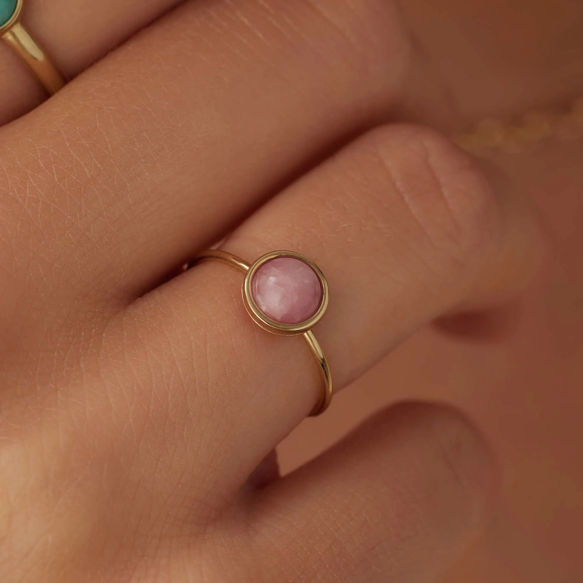 Belleville Adora 14 karat gold ring with rose quartz gemstone