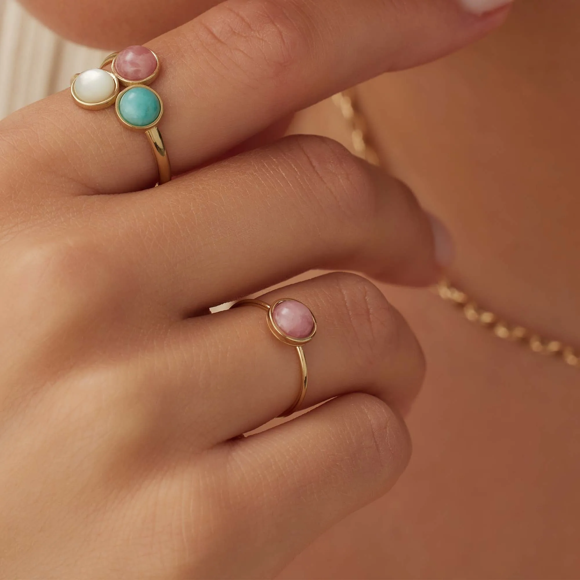 Belleville Adora 14 karat gold ring with rose quartz gemstone