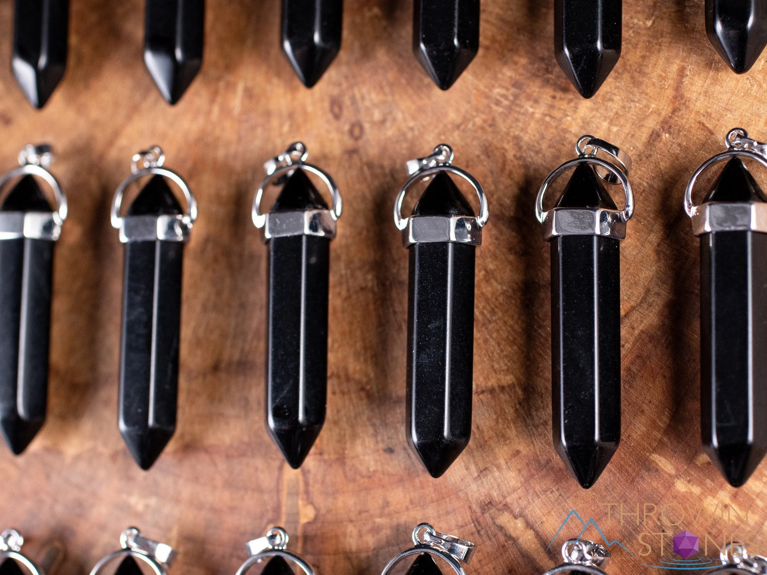 BLACK ONYX  Crystal Pendant - Crystal Points,  Handmade Jewelry, Healing Crystals and Stones, E1957