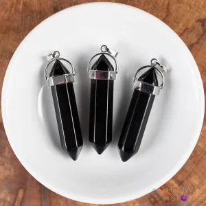 BLACK ONYX  Crystal Pendant - Crystal Points,  Handmade Jewelry, Healing Crystals and Stones, E1957