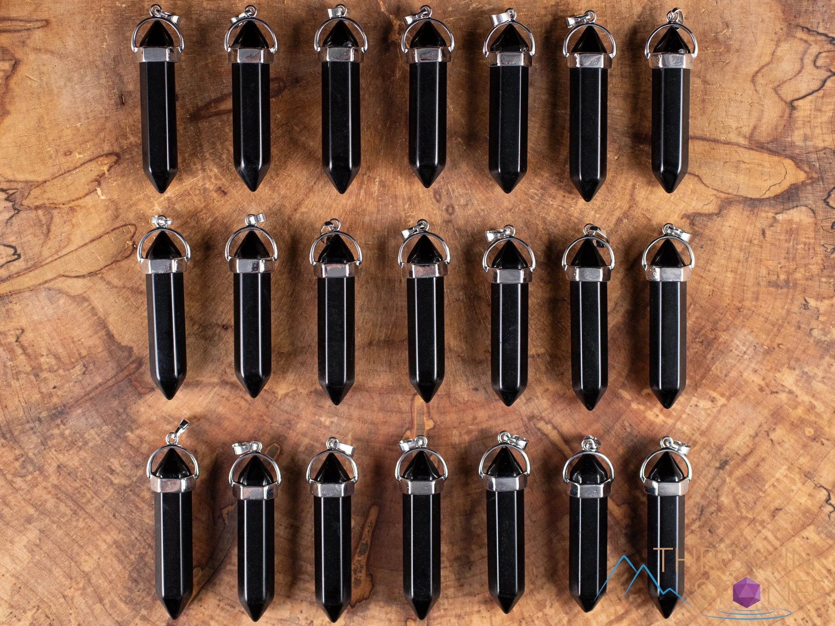BLACK ONYX  Crystal Pendant - Crystal Points,  Handmade Jewelry, Healing Crystals and Stones, E1957