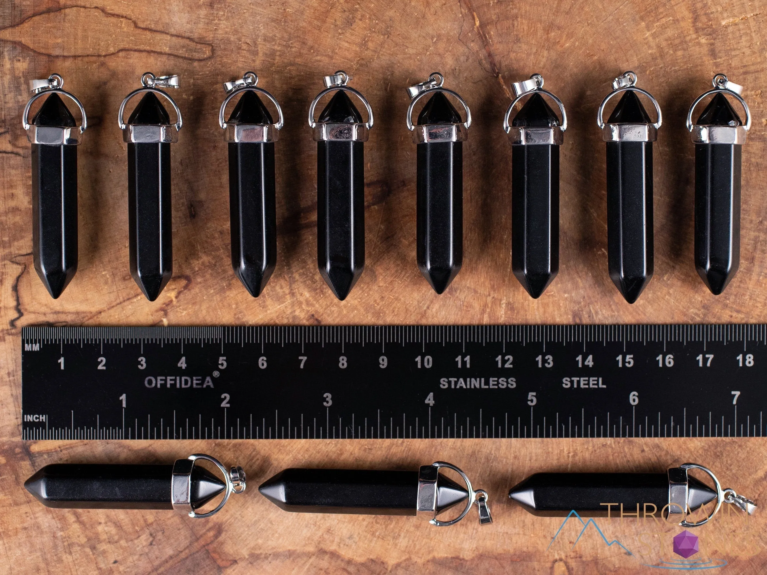 BLACK ONYX  Crystal Pendant - Crystal Points,  Handmade Jewelry, Healing Crystals and Stones, E1957